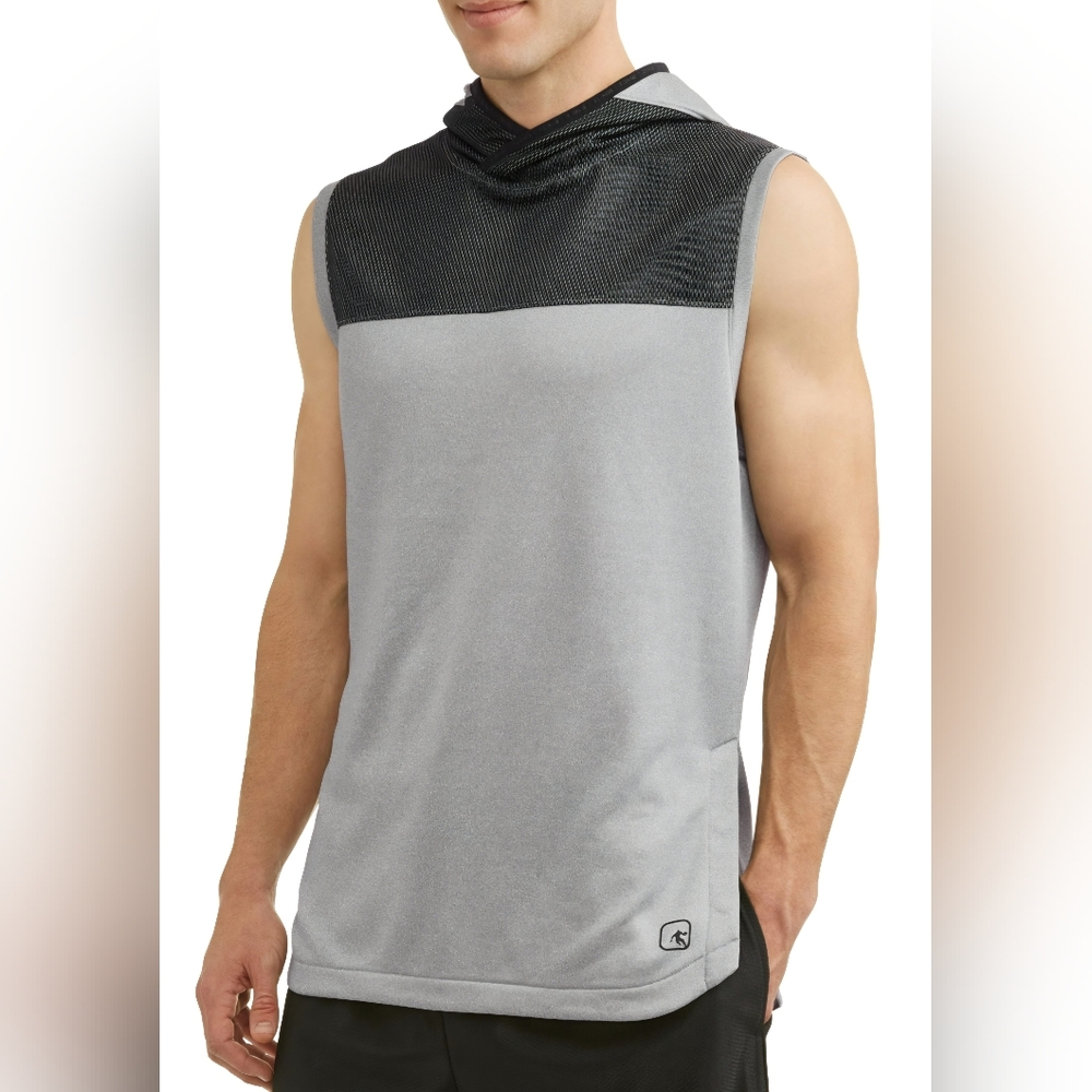 AND1 Men's French Terry Sleeveless Muscle Tank Hoodie Gray Size Medium K-2526